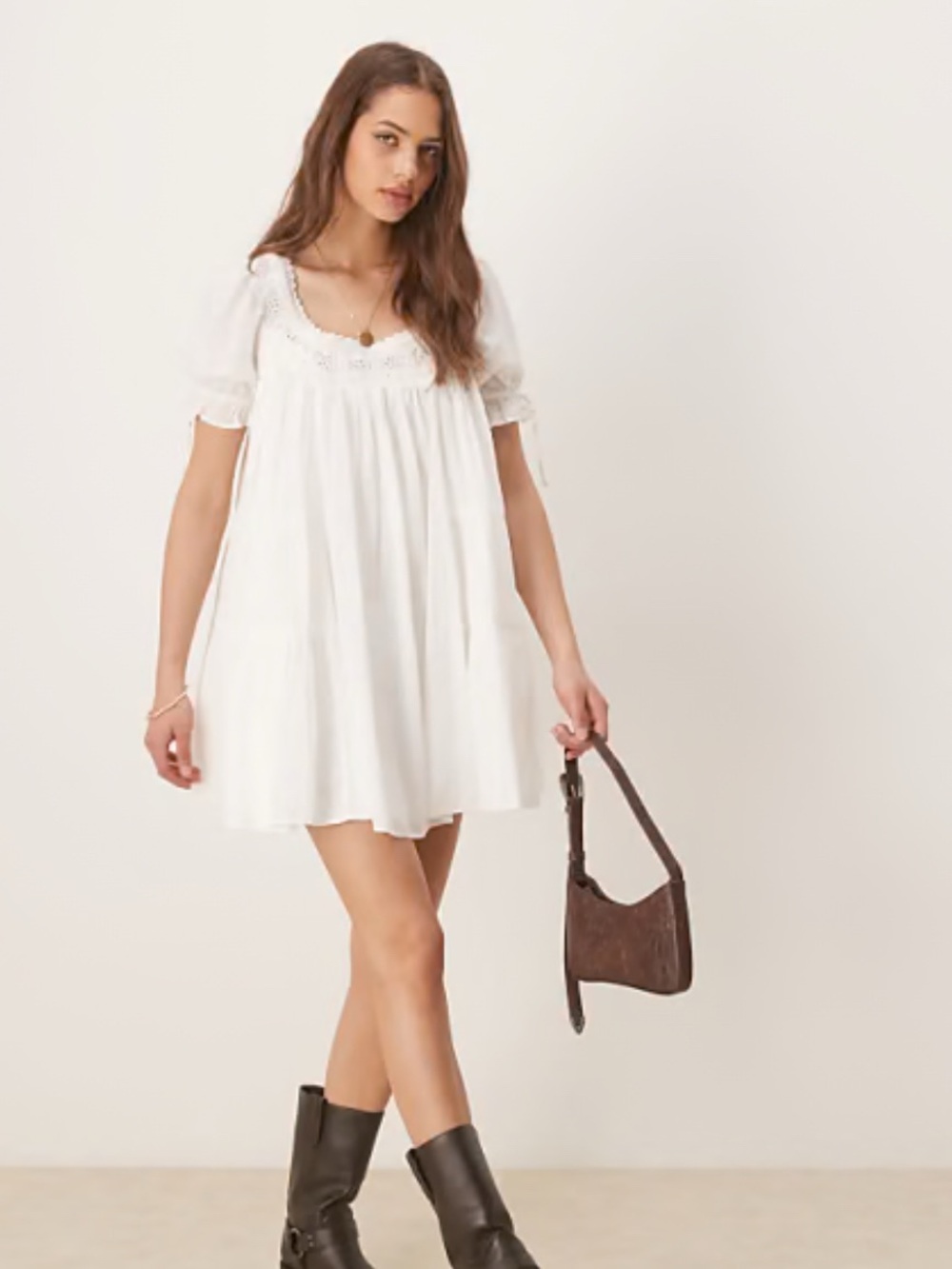 Free People Sandy Shores Babydoll Dress in Ivory Coast via Small